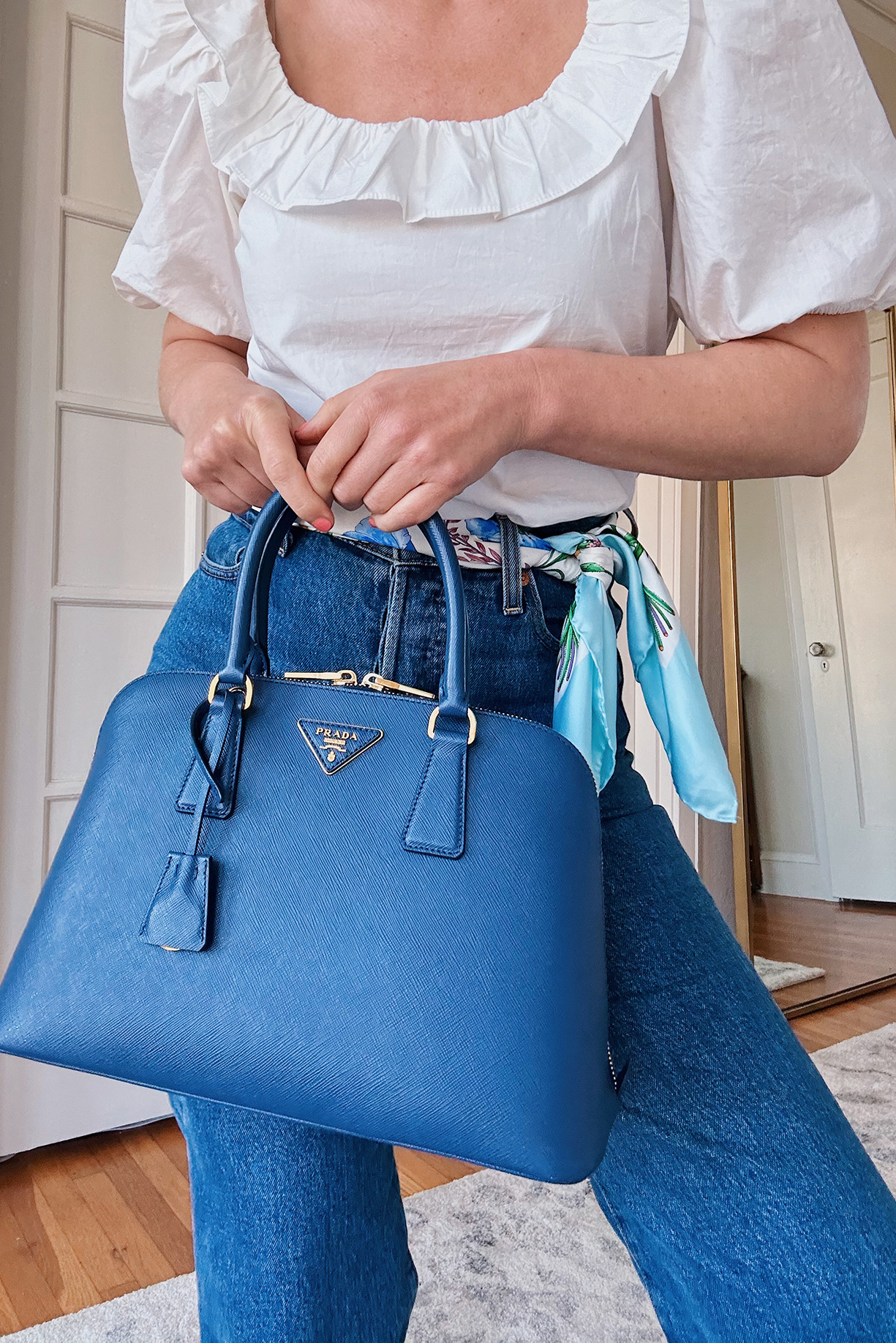 Saffiano leather handbag Prada Blue in Leather - 10887561